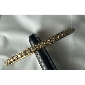 Sparkling Gold Tone Tennis Bracelet CZ Rhinestone Full Circle